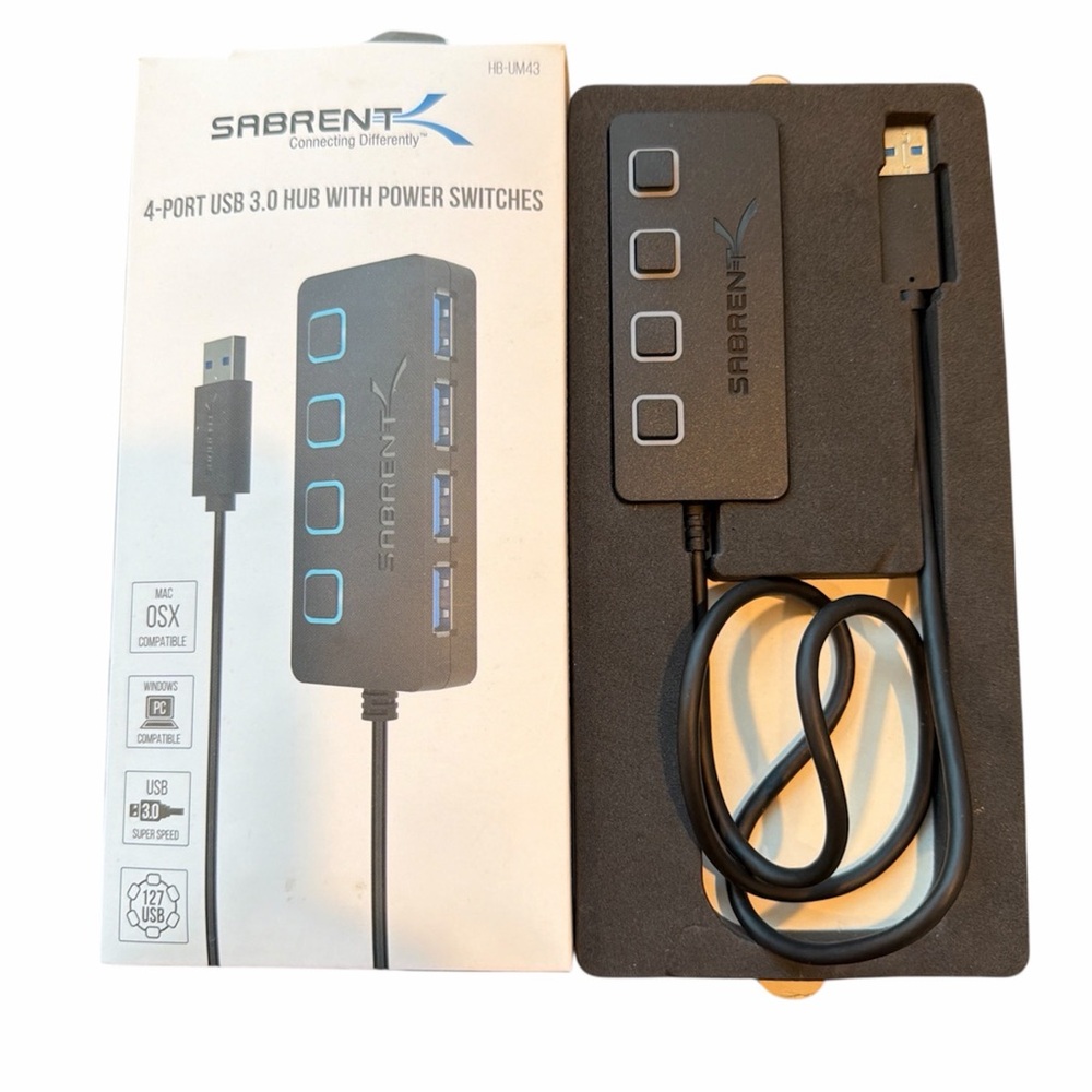 Sabrent 4-Port USB 3.0 Hub with Power Switches